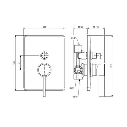 Μπαταρία λουτρού εντοιχισμού Icon 2 σημείων